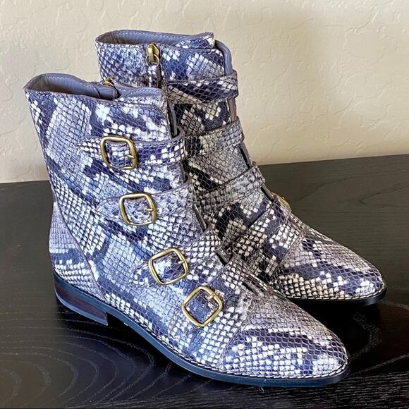 NWB J.Crew Multi-Buckle Boots Snake Leather AE921 - Picture 4 of 12